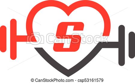 450x279 Love Fit With Letter S Logo Vector, Heart Letter S Sign, Pulse And