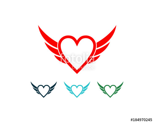 500x400 Flying Wings Heart Symbol Logo Vector Stock Image And Royalty