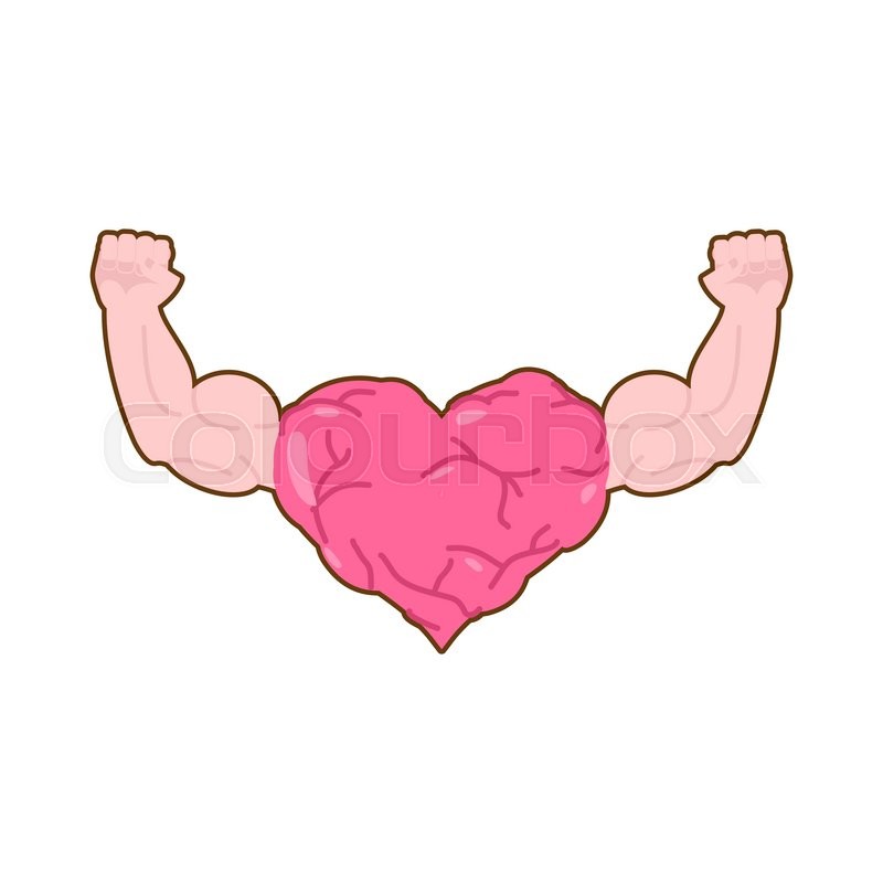 800x800 Heart Strong With Powerful Hands. Pink Heart Bodybuilder With Huge