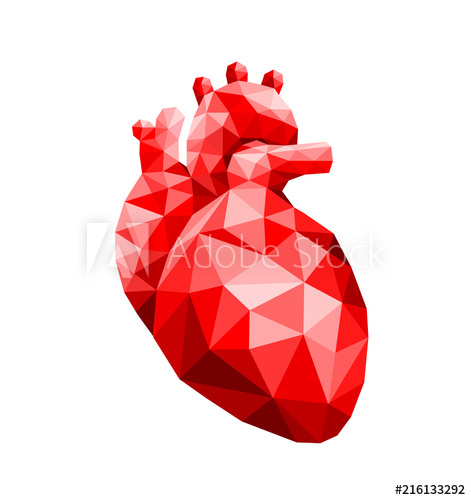 471x500 Polygonal Art Of Human Heart Design. Faceted Low Poly Geometry
