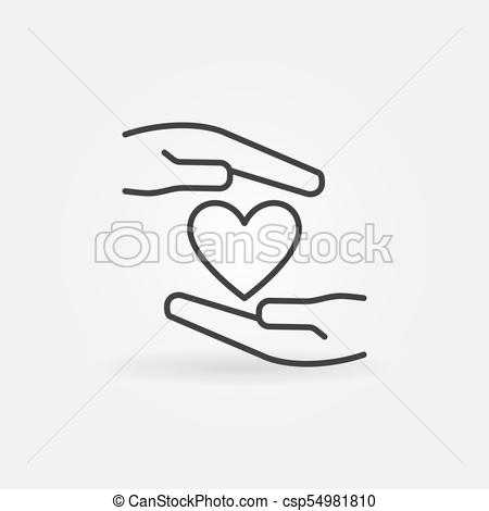 450x470 Hands With Heart Outline Vector Icon Or Sign. Hands With Heart