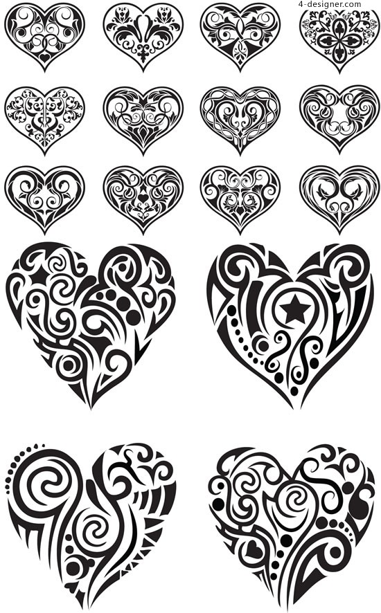 550x886 4 Designer Heart Shaped Pattern Pattern Vector Material