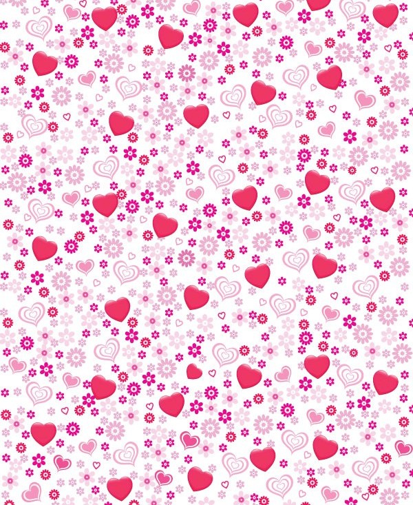 600x733 Pink Heart Shaped Flower Pattern Vector Set Free Download
