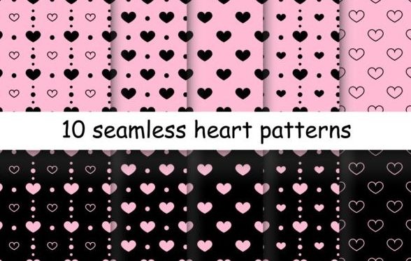 588x374 Seamless Heart Patterns Vector Material 04 Download My Free