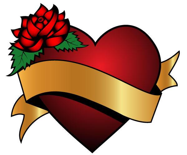 600x495 Heart And Ribbon Vector 123freevectors