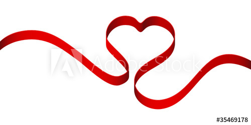 500x250 Red Heart Ribbon Vector