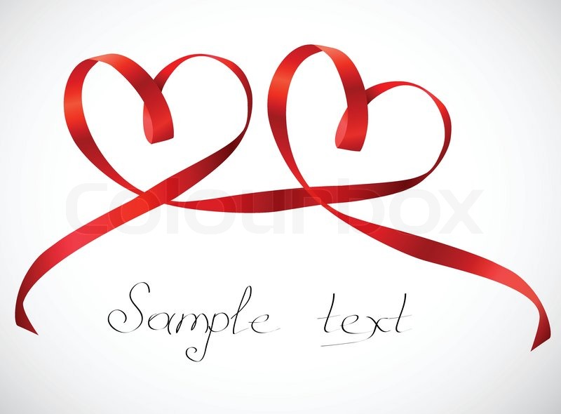 800x590 Red Hearts Ribbon Bow Vector Stock Vector Colourbox