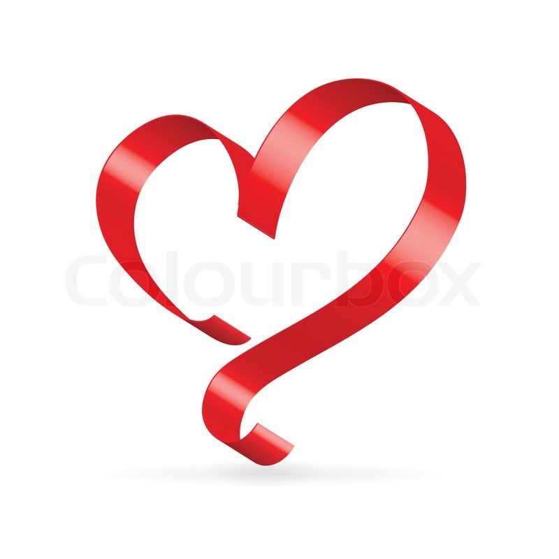 800x800 Red Satin Ribbon Heart Stock Vector Colourbox