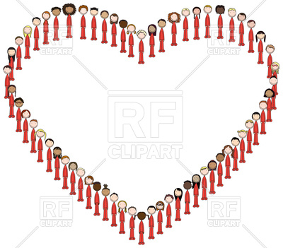 400x351 Happy Kids Of World Standing In Heart Shape Vector Image Vector