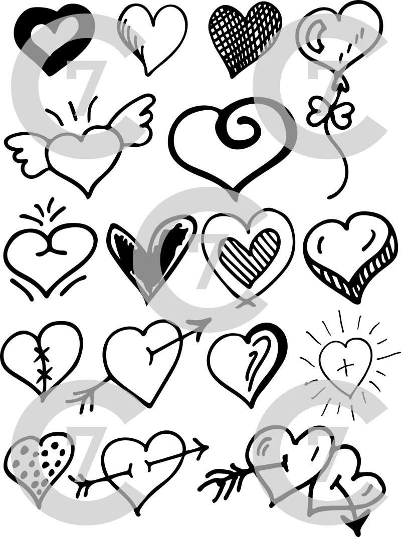 800x1072 Heart Shape Vector Art Pack Set Of 17! Hand Drawn Amp Vectorized.