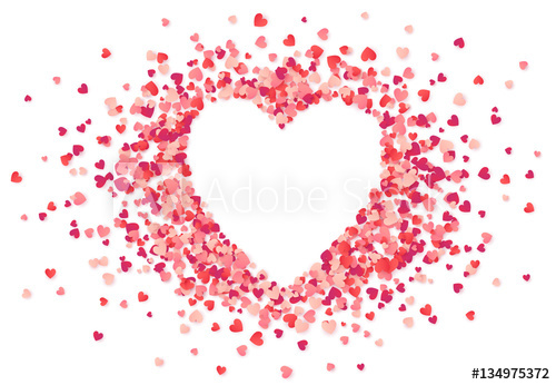500x346 Heart Shape Vector Pink Confetti Splash With White Heart Hole