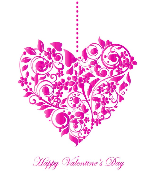 647x768 Valentine Card With Floral Heart Shape Vector Illustration Free