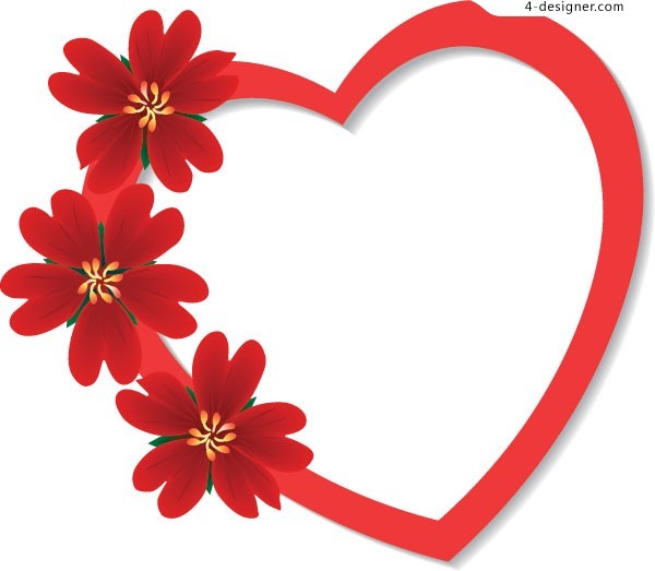 600x523 4 Designer A Simple And Beautiful Red Flowers Decorated Heart