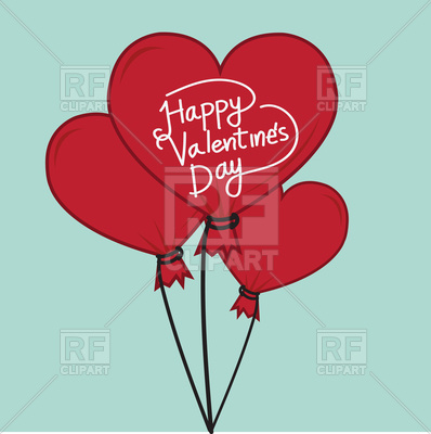 398x400 Happy Valentines Day Poster With Balloon In Heart Shape Vector
