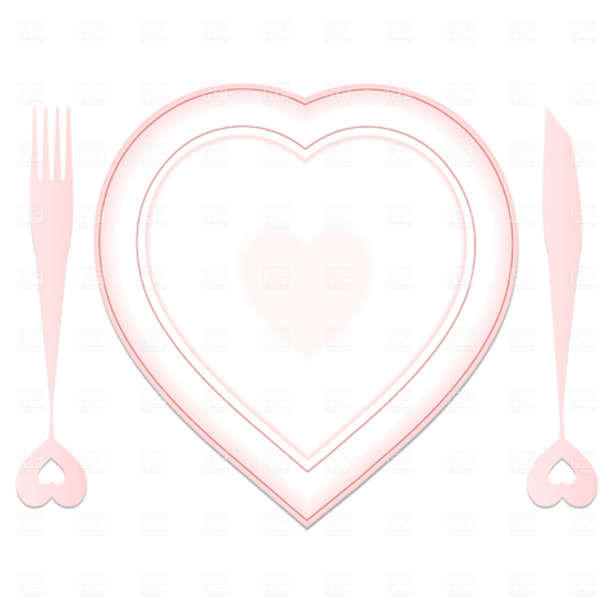 1200x1200 Valentine Plate And Dishes In Heart Shapes Vector Image Vector