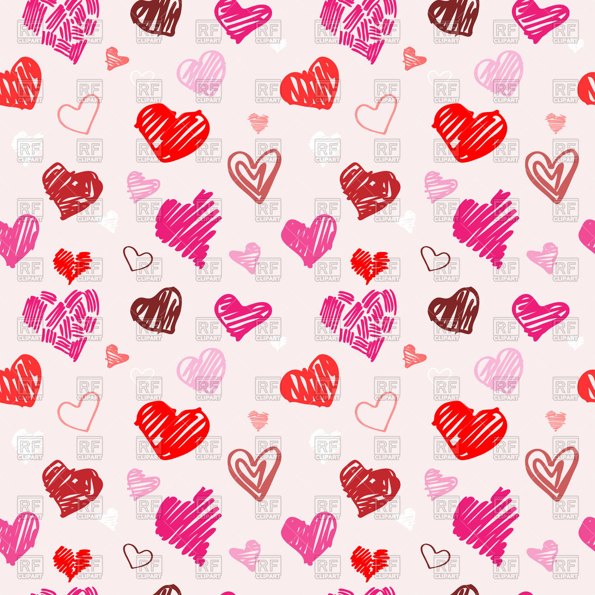 1200x1200 Sketch Hearts Seamless Pattern Vector Image Vector Artwork Of