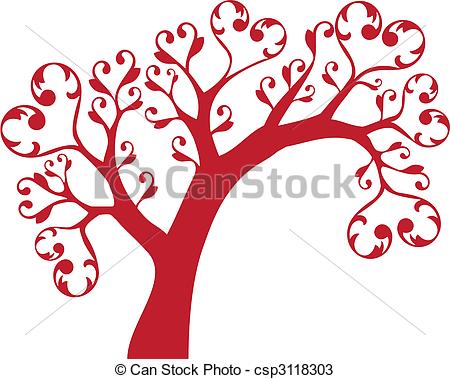 450x379 Tree With Hearts. Ornamental Tree With Heart Swirls .