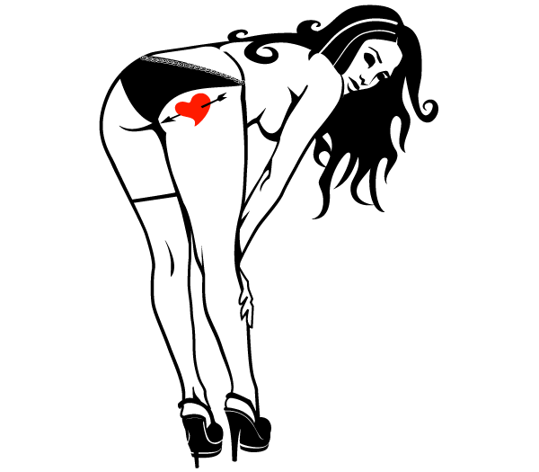 600x525 Girl With Heart Tattoo Vector Clipart 123freevectors