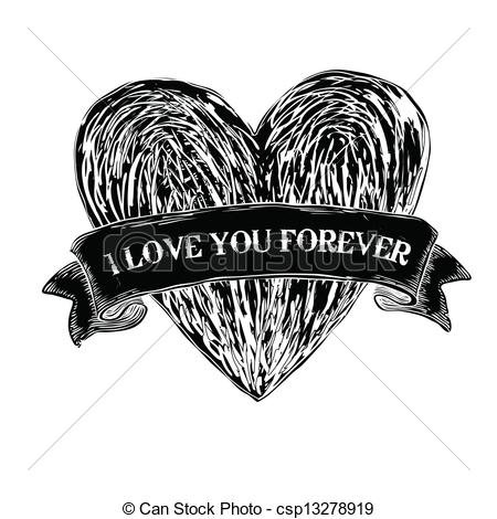 450x470 Heart Tattoo. Vector, Eps8.
