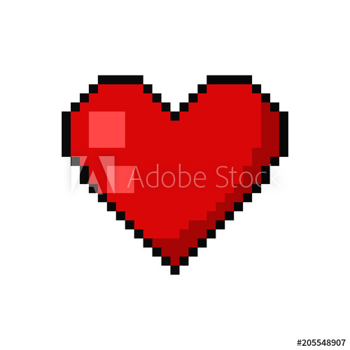 500x500 Pixel Art Heart Tattoo. Vector 8 Bit Game Web Icon Isolated On