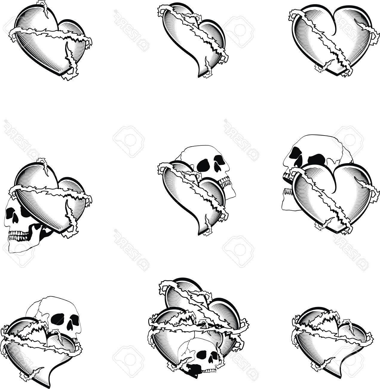 1272x1300 Top Heart Tattoo Skull In Vector Format Very Easy To Edit Cdr