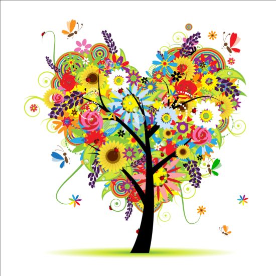550x550 Floral Heart Tree Vector Free Download