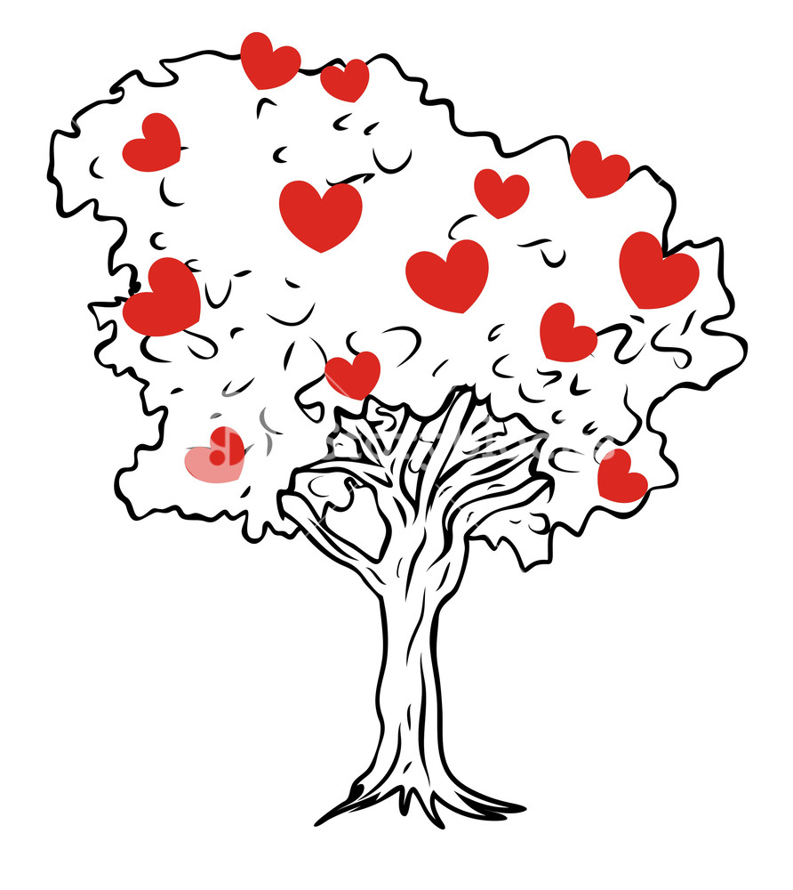 892x1000 Hearts Tree Vector Royalty Free Stock Image