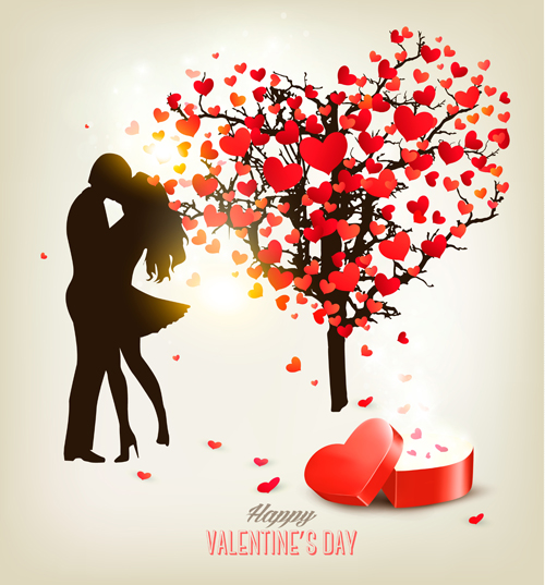 500x537 Valentine Heart Tree With Gift Box Vector Material 03 Free Download