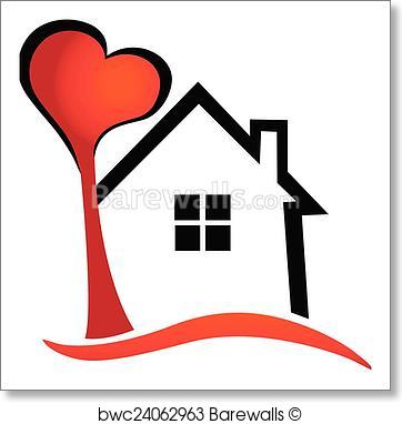 362x382 Art Print Of House And Heart Tree Vector Logo Barewalls Posters