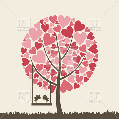 400x400 Decorative Heart Tree With Lovebirds Vector Image Vector Artwork