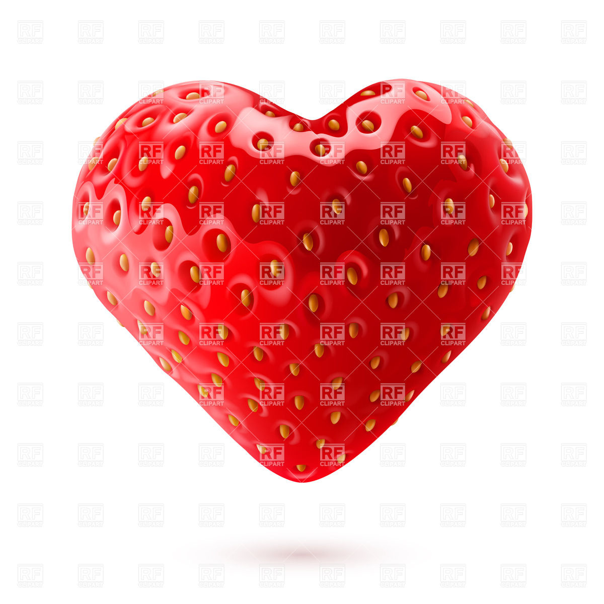 1200x1200 Shiny Strawberry In Shape Of Heart Vector Image Vector Artwork