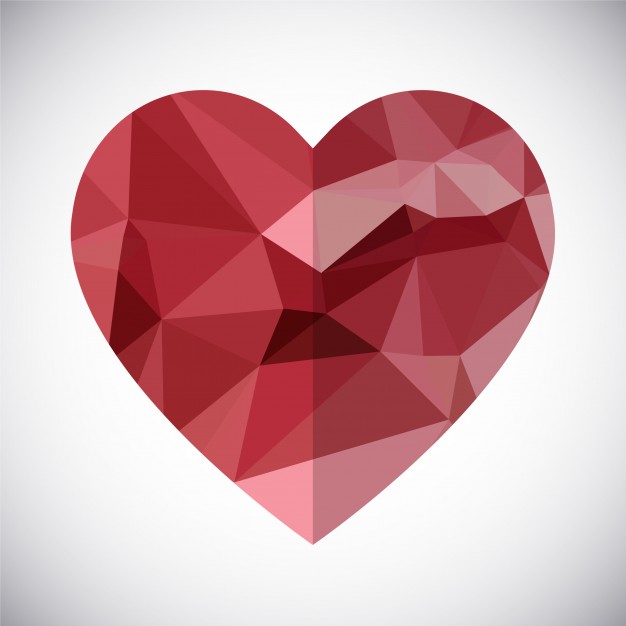 626x626 Abstract Geometric Low Poly Heart Vector. Greeting Card