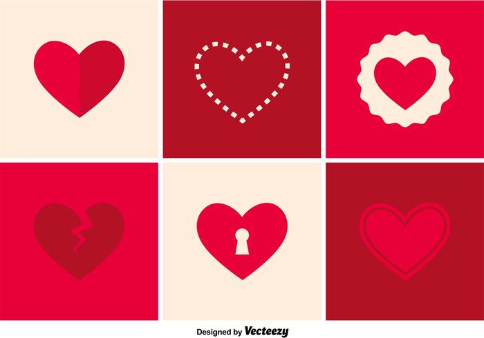700x490 Flat Heart Icons
