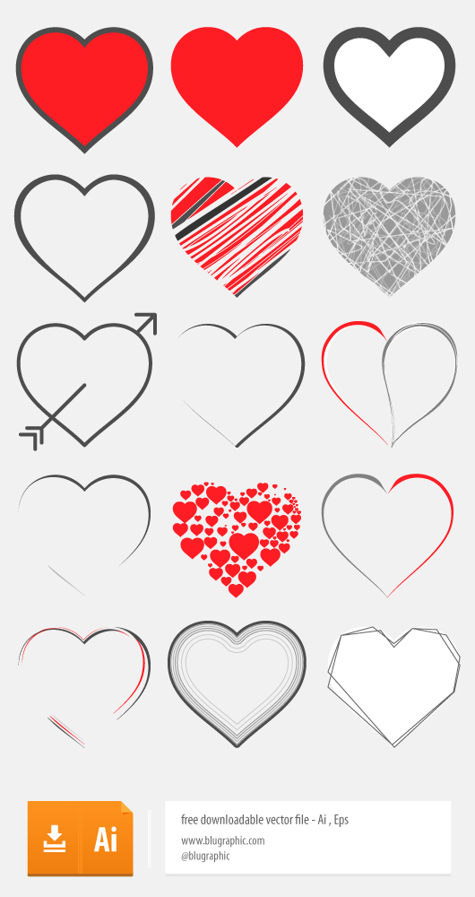 530x1000 Vector Hearts (Ai) On Behance