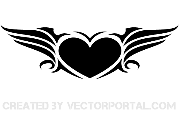 600x400 Free Winged Heart Vector Art 123freevectors
