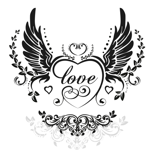 500x503 Vectors Free Download Love Wings With Heart Vector Material 02