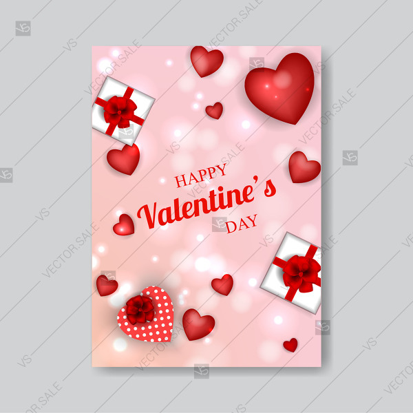 600x600 Happy Valentines Day Vector Invitation Red Heart Vector File