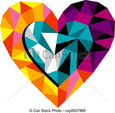 450x443 Origami Love Heart For Greeting Card. Vector File Available.