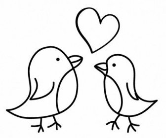 336x280 Vector Two Birds Sketch With A Love Heart Vector Art