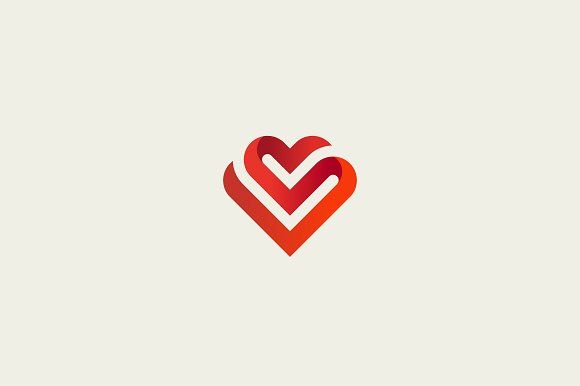 580x386 Heart Vector Symbol. Valentines Day Ribbon Logotype. Abstract Line
