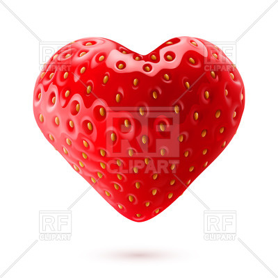 400x400 Shiny Strawberry In Shape Of Heart Vector Image Vector Artwork