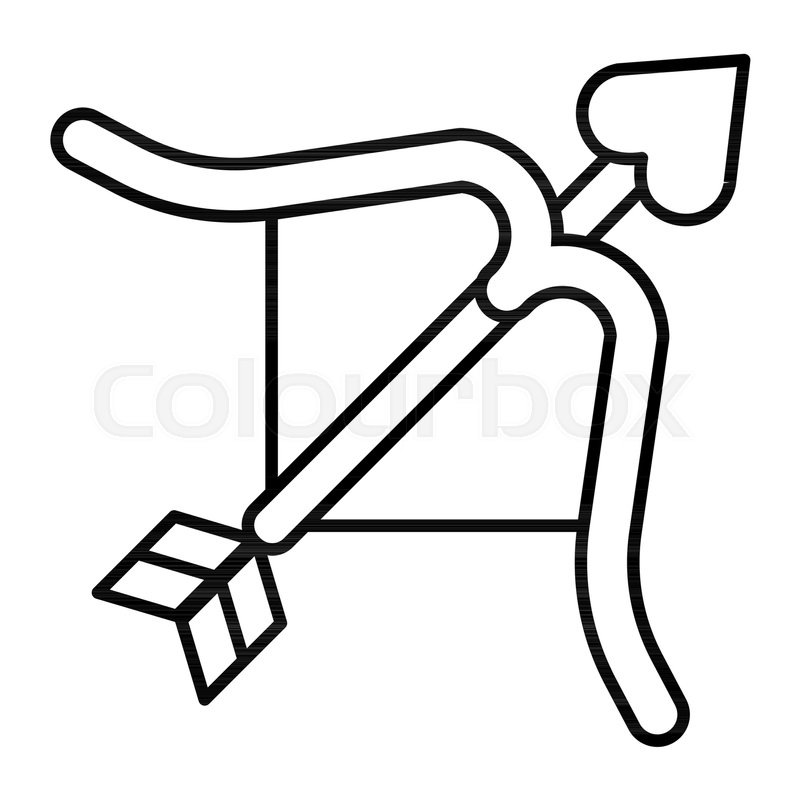 800x800 Cupid Bow Thin Line Icon. Bow And Arrow With Heart Vector