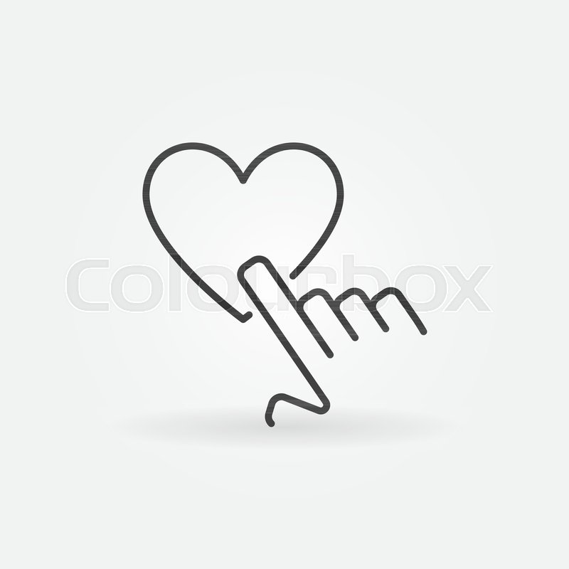 800x800 Hand Pointing Heart Vector Outline Concept Icon Or Symbol Stock