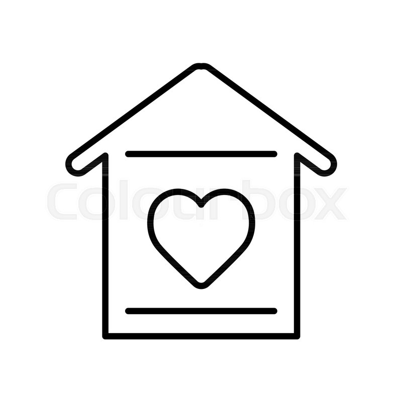 800x800 House With Heart Icon. Simple Outline House With Heart Vector Icon