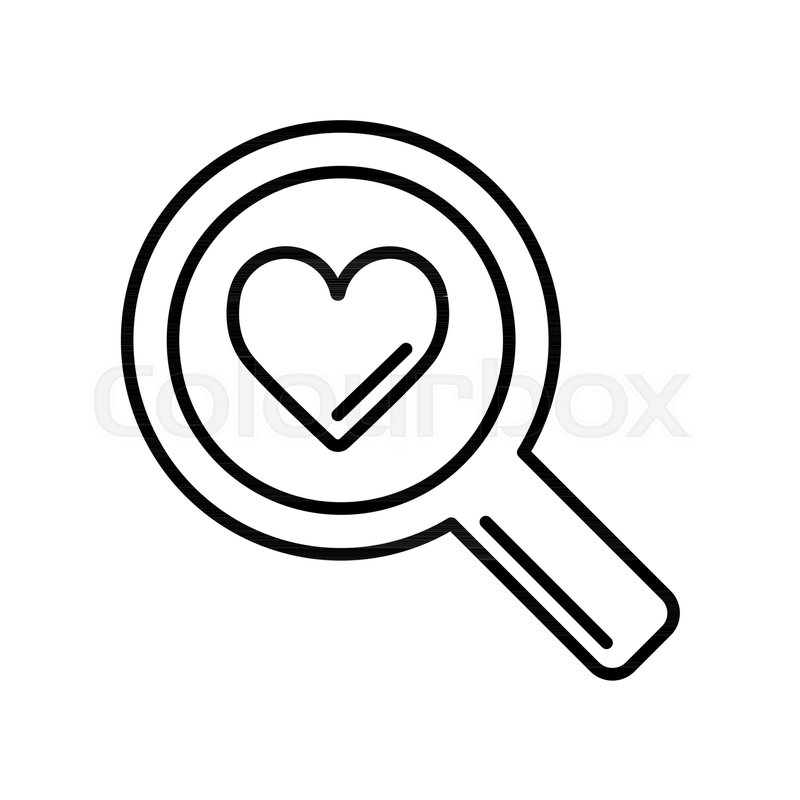 800x800 Magnifier With Heart Vector Icon, Search Icon, Flat Design Best