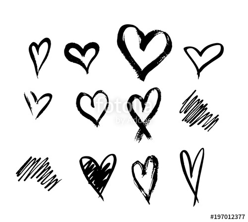 500x447 Set Of Ten Outline Hand Drawn Heart Icon.hand Drawn Doodle Grunge