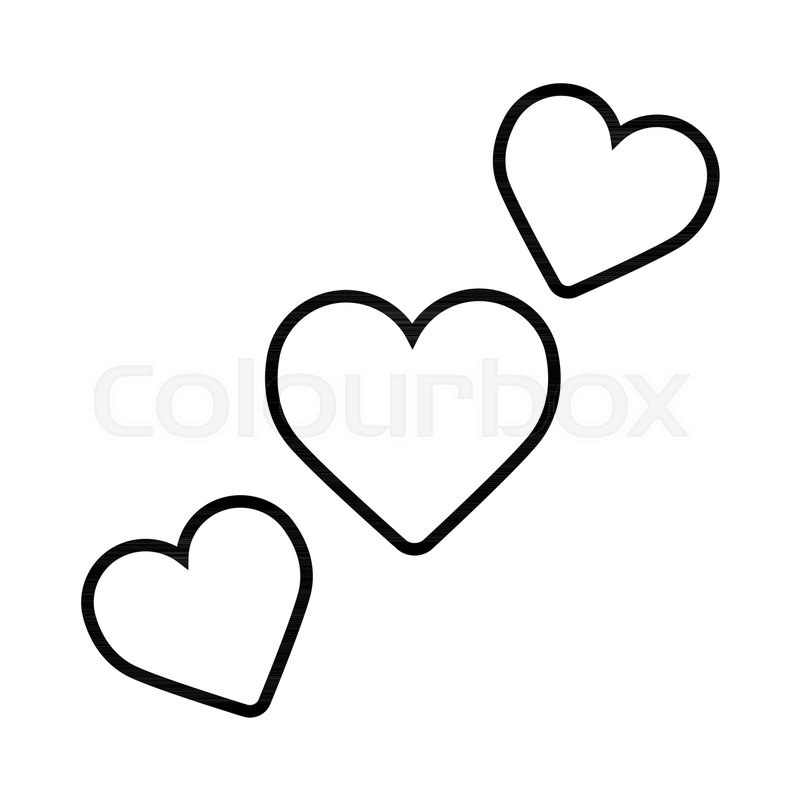 800x800 Three Hearts Vector Icon. Valentine Day Concept. Flat Line Simple