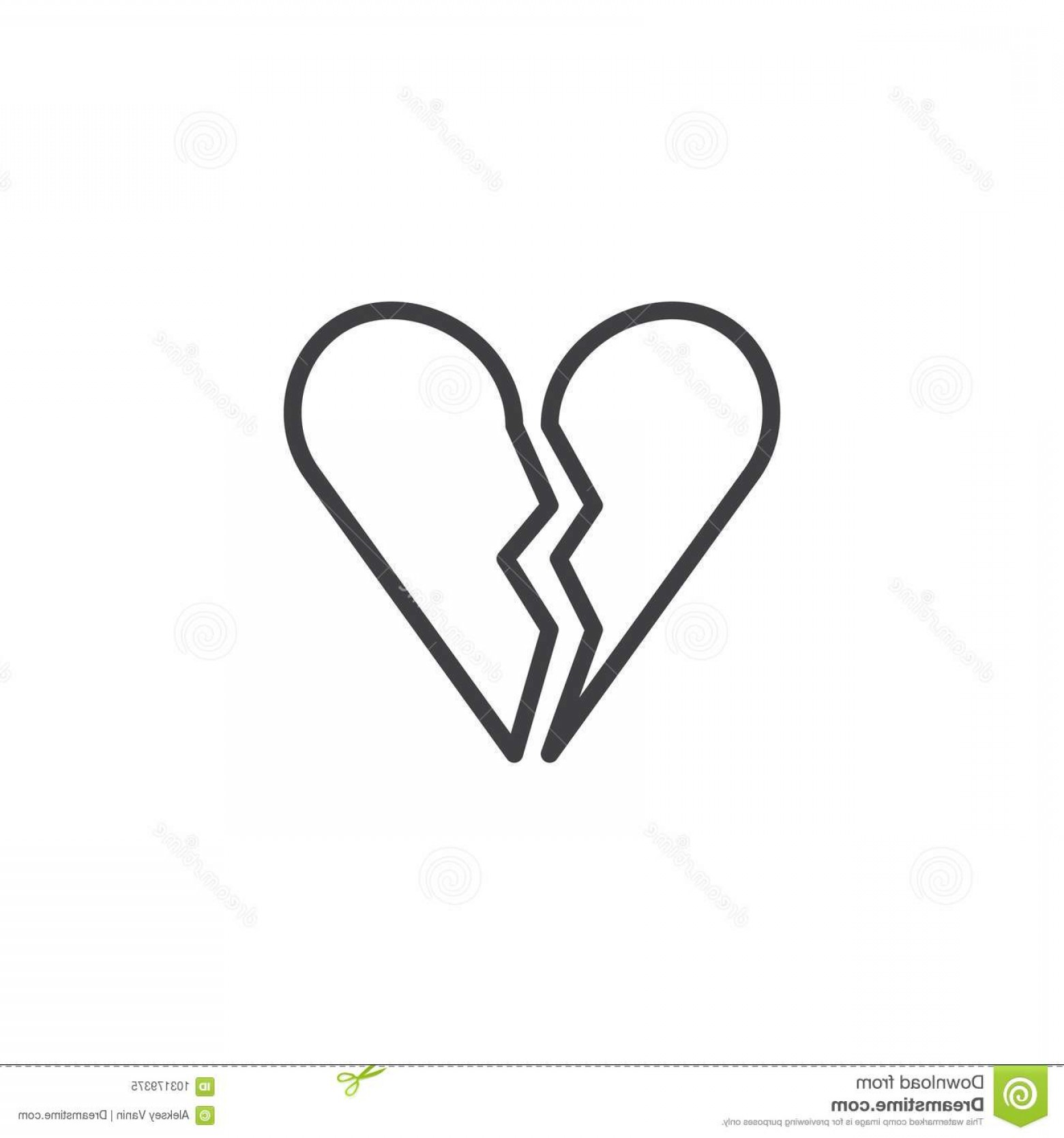1560x1668 Broken Heart Line Icon Broken Heart Line Icon Outline Vector Sign