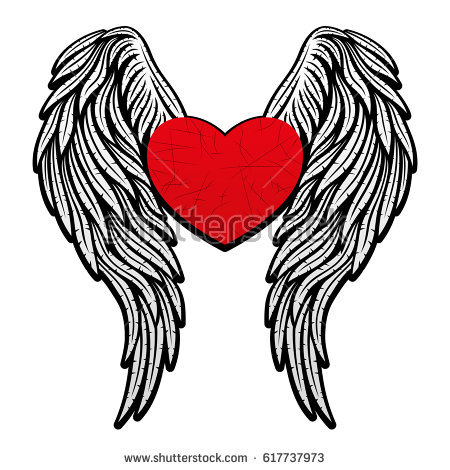 450x470 Hearts With Wings Heart Wings Stock Vector Shutterstock To Print