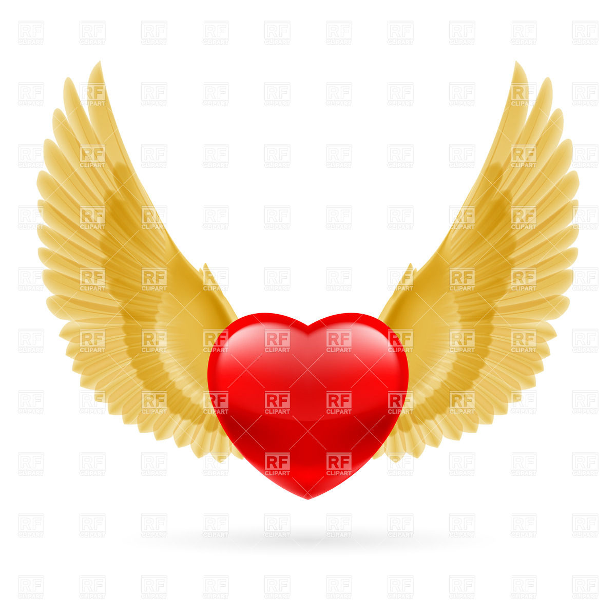 1200x1200 Red Heart With Raised Golden Wings Vector Image Vector Artwork
